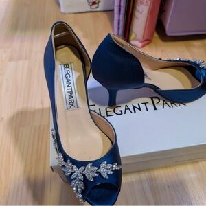 ElegantPark Midnight Blue Embellished Heels